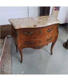 COMMODE 2 TIROIRS DESSUS MARBRE
