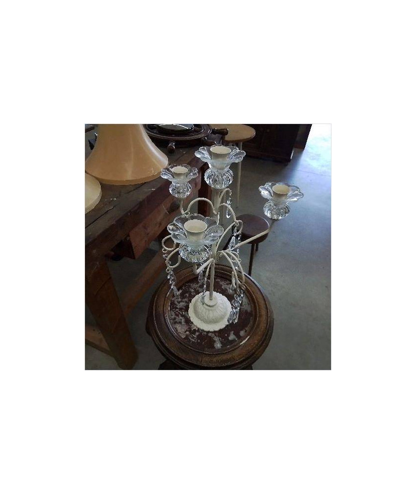 CHANDELIER BLANC PAMPILLES