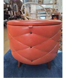 POUF COFFRE VINTAGE PU