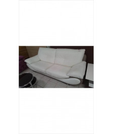 CANAPE 3PL CUIR BLANC/TAUPE