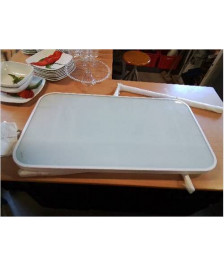 TABLE RABATABLE DE BALCON RECTANGULAIRE MÉTAL PLATEAU VERRE 91X51