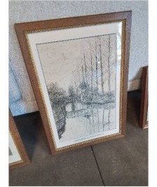 ENCRE MONTIVILLIERS PONT RUSTIQUE SUR LA LEZARDE J.DUCHEMIN