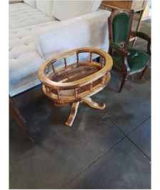 JARDINIERE OVALE A BARREAUX BOIS CLAIR
