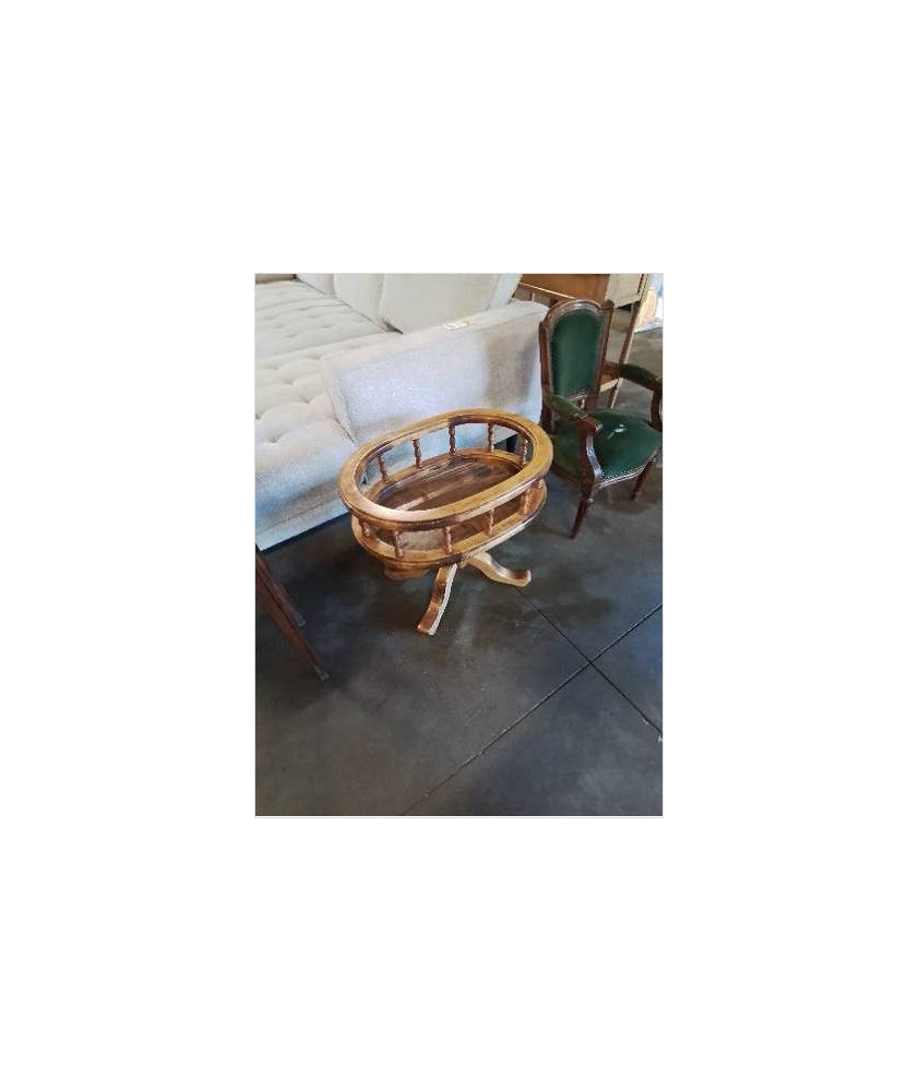 JARDINIERE OVALE A BARREAUX BOIS CLAIR