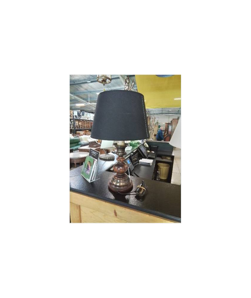 LAMPE BOIS TOURNÉ ET MÉTAL DORÉ AJ NOIR