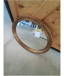 MIROIR OVALE MOULURE DORE BOIS ET STUC  XIXE