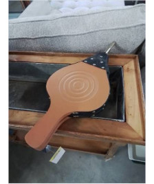 SOUFFLET DE CHEMINÉE BOIS MARRON ET CUIR NOIR