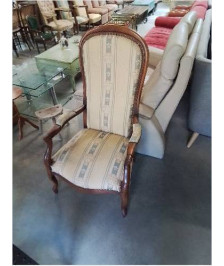 VOLTAIRE BOIS CAPITONNÉ TISSU FLEURI ECRU 
