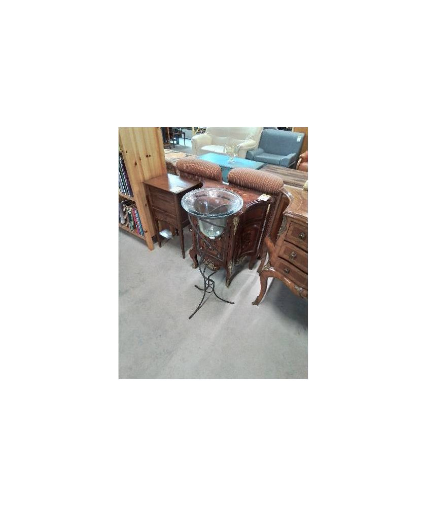 VASE VERRE SUR PIED TRIPODE NOIR