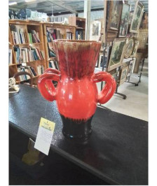 VASE CERAMIQUE ORANGÉ ET NOIR 2 ANESE VALLAURIS ANNÉES 60