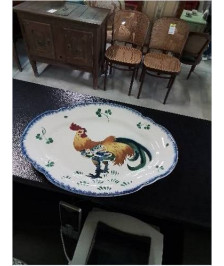 PLAT OVALE CÉRAMIQUE AU COQ K&G LUNEVILLE