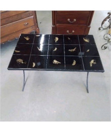 TABLE BASSE CARREAUX NOIRS 