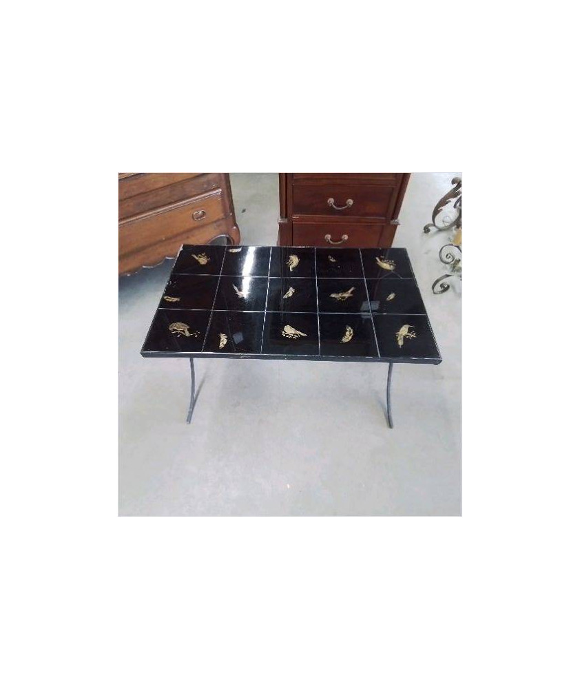 TABLE BASSE CARREAUX NOIRS 