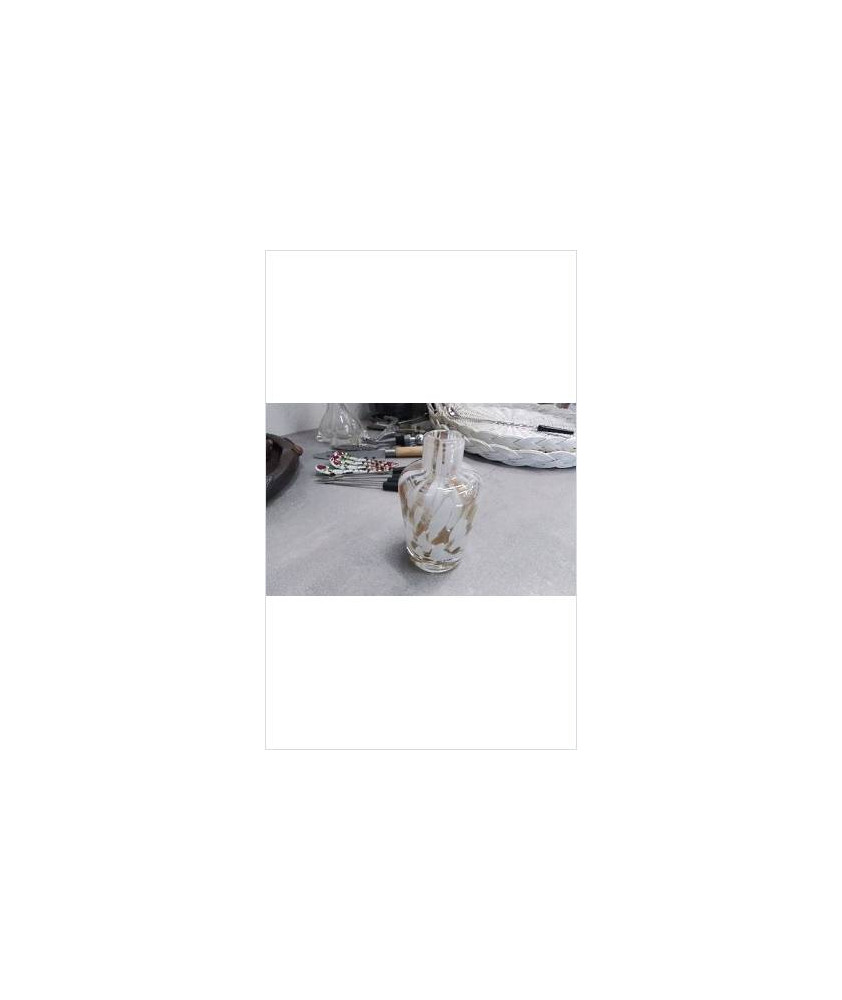 VASE VERRE PM BLANC ET DORE 