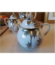 POT A SUCRE EN PORCELAINE DECOR BAMBOU 
