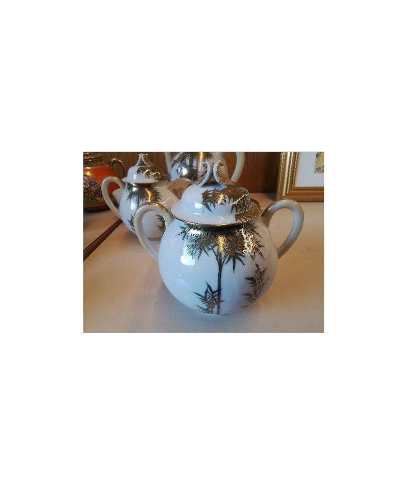 POT A SUCRE EN PORCELAINE DECOR BAMBOU 