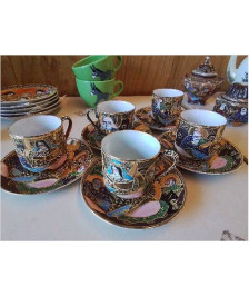 TASSE A CAFÉ AVEC SA SOUCOUPE CLOISONNÉ 
