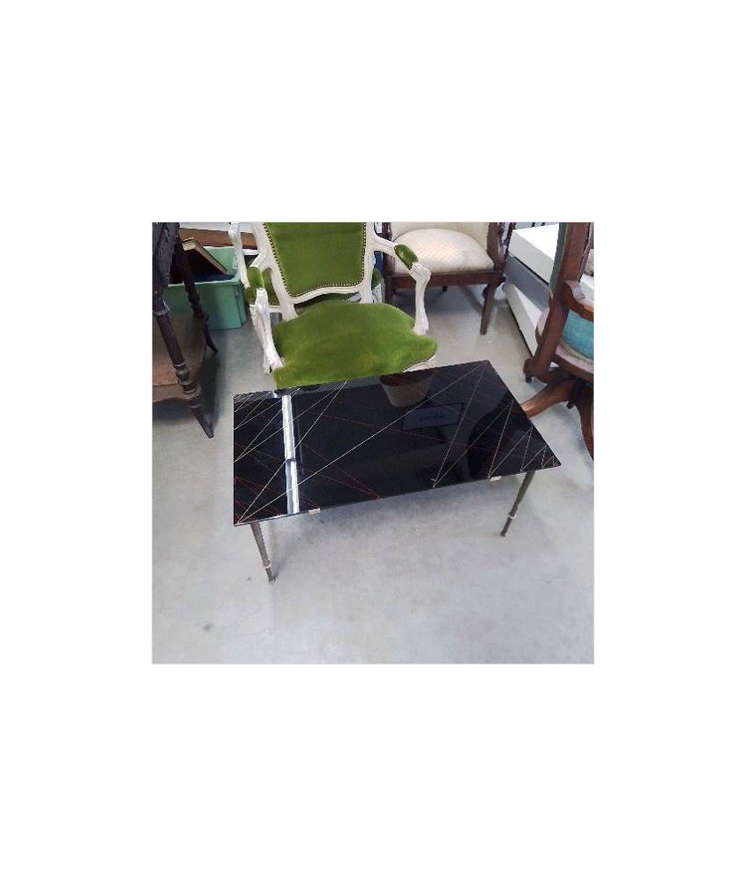 TABLE BASSE NOIR DESSUS VERRE 