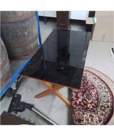 TABLE BASSE PLATEAU VERRE NOIR