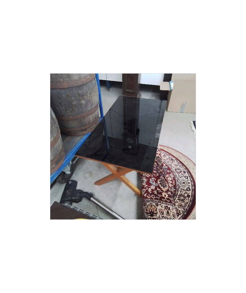 TABLE BASSE PLATEAU VERRE NOIR