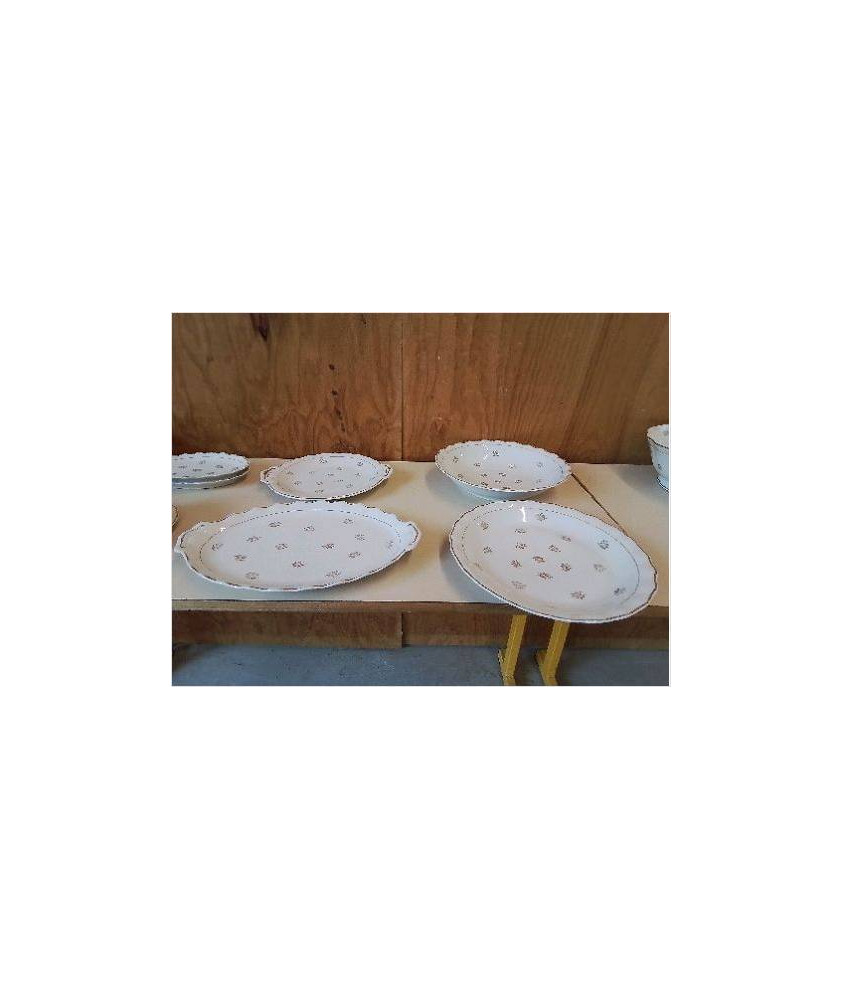 PLAT EN PORCELAINE AVEC MOTIF FLORAL BORDURE DORÉ 