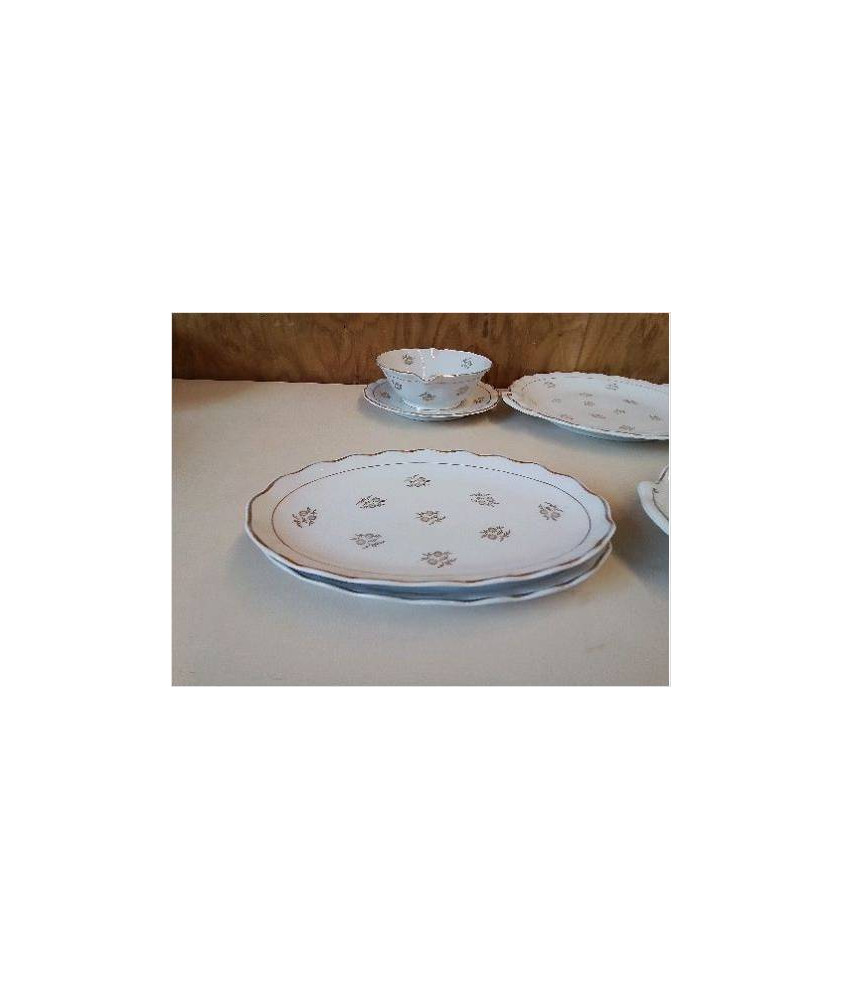 PAIRE DE RAVIER EN PORCELAINE AVEC MOTIF FLORAL BORDURE DORÉ 