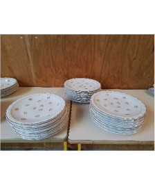 ASSIETTE PLATE EN PORCELAINE AVEC MOTIF FLORAL BORDURE DORÉ 