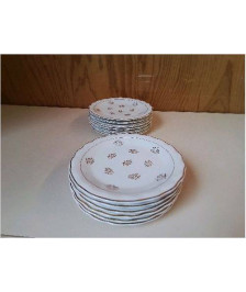 ASSIETTE À DESSERT EN PORCELAINE AVEC MOTIF FLORAL BORDURE DORÉ 