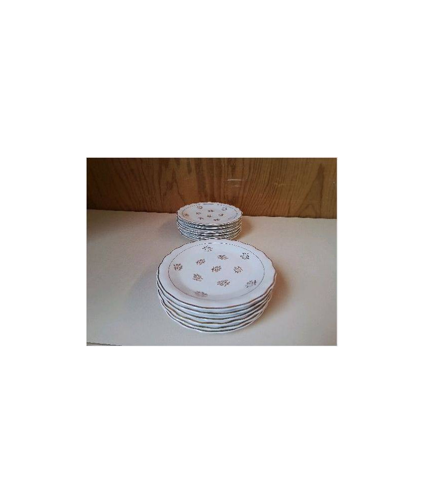 ASSIETTE À DESSERT EN PORCELAINE AVEC MOTIF FLORAL BORDURE DORÉ 