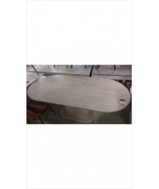 TABLE OVALE EFFET TRAVERTIN 1M80