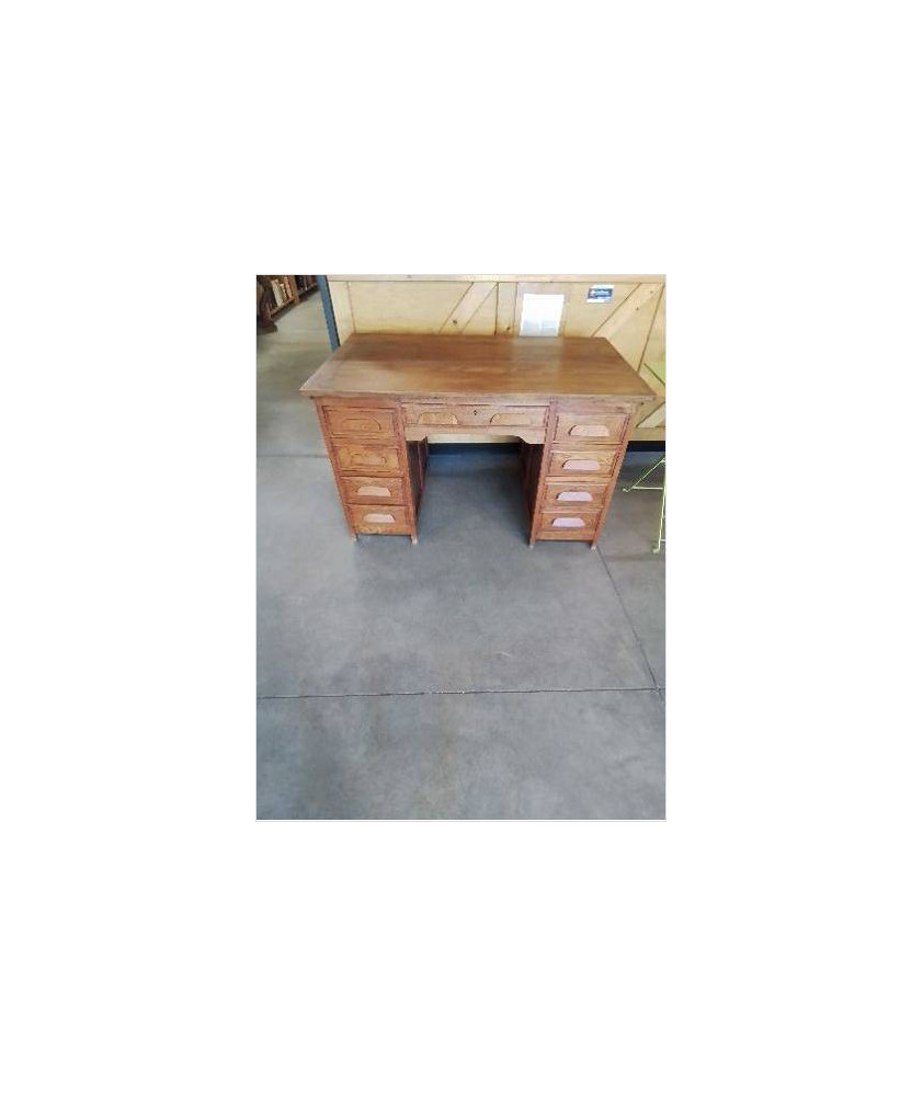BUREAU A CAISSONS BOIS 9 TIROIRS MILIEU XXE