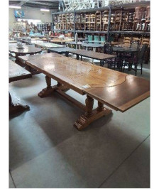 TABLE MONASTÈRE CHENE CLAIR  210X95X76CM AVEC 2 RALLONGES DE 50 CM