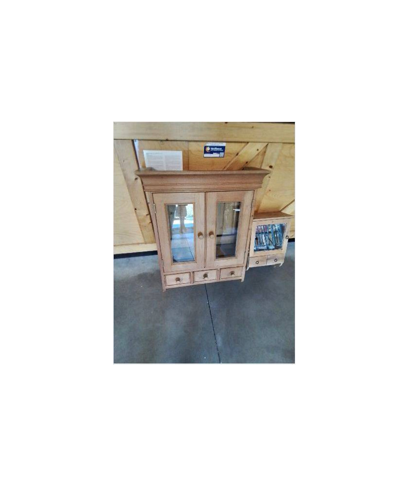 VITRINE MURAL PIN CLAIR 2 PORTES 3 TIROIRS 