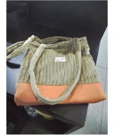 SAC VELOURS VERT   ORANGE