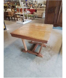 TABLE RECTANGULAIRE EXTENSIBLE A ENTRETOISE ART DÉCO 99X85X74CM 2 RALLONGES DE 48CM