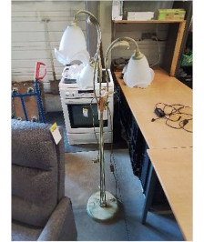 LAMPADAIRE MÉTAL VERT AJ VERRE 3 FEUX