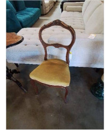 CHAISES BOIS ASSISE CAPITONNÉ TIISU OCRE STYLE LOUIS XV 