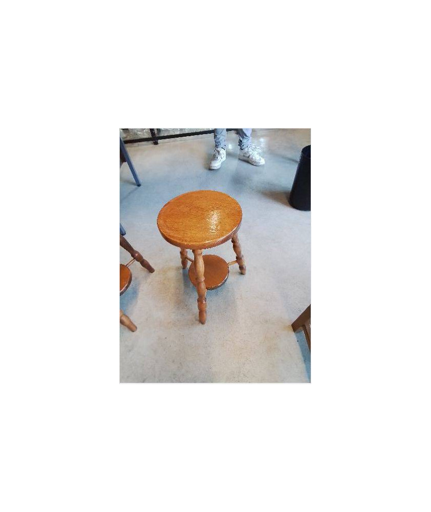 PORTE PLANTE ROND TRIPODE BOIS CLAIR 2 NIVEAUX 