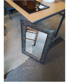 MIROIR RECTANGULAIRE TISSU NOIR ARGENTÉ 
