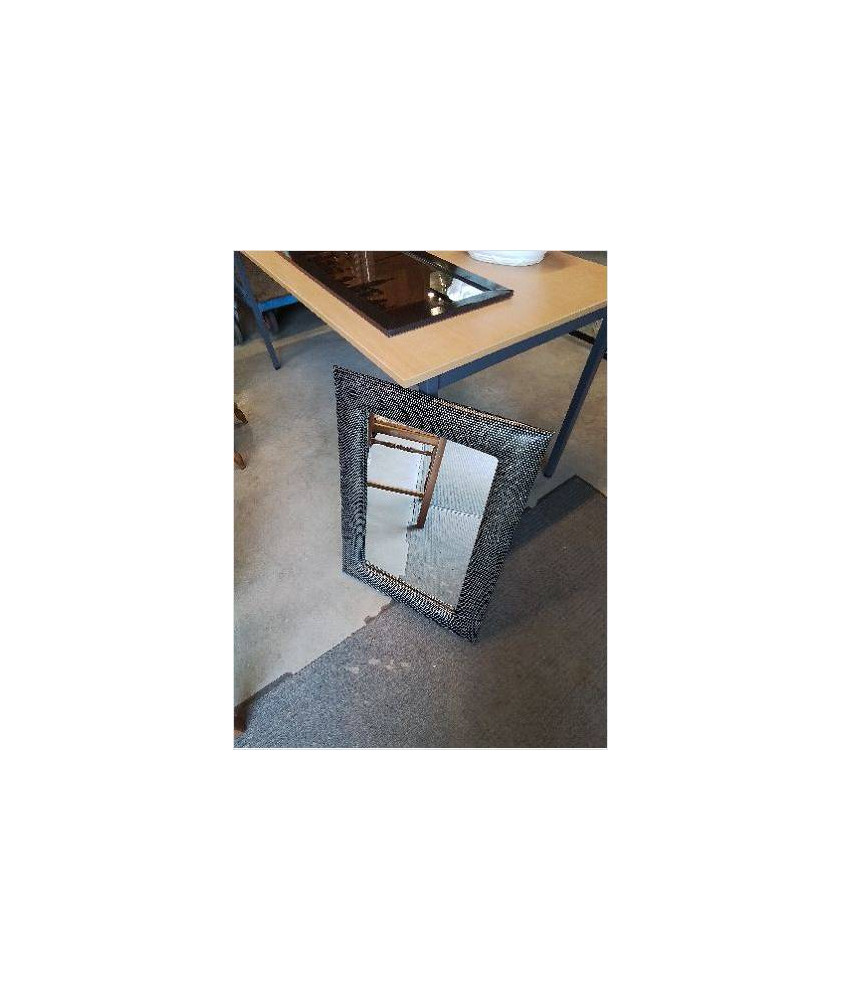 MIROIR RECTANGULAIRE TISSU NOIR ARGENTÉ 