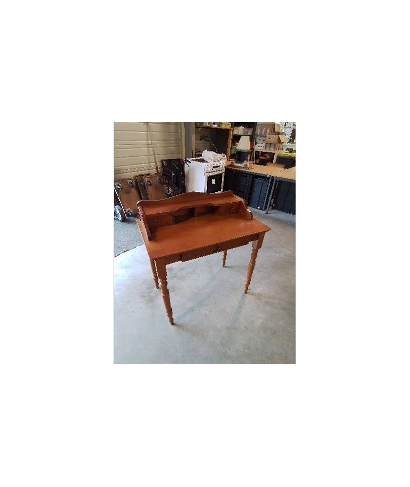 BUREAU A GRADIN BOIS CLAIR PIEDS TOURNÉS 2 NICHES 3 TIROIRS 