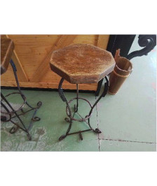 TABOURET BOIS ET FER FORGÉ 