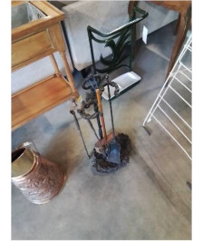 SERVITEUR DE CHEMINÉE METAL  4 PIÈCES FIN XIXEME 