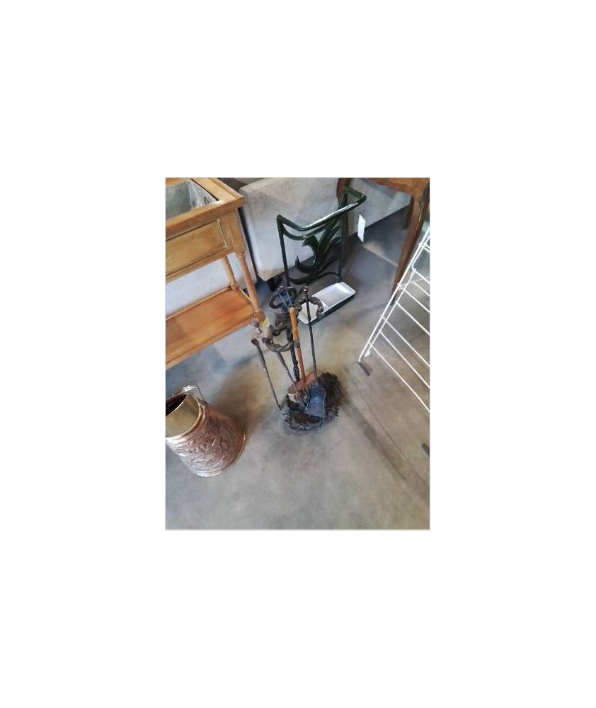 SERVITEUR DE CHEMINÉE METAL  4 PIÈCES FIN XIXEME 