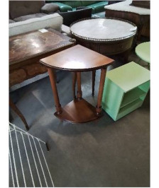 CONSOLE DE COIN A COLONNES 2 NIVEAUX BOIS CLAIR