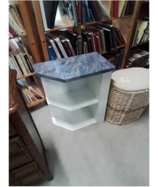 ÉTAGÈRE BOIS BLANC DESSUS BOIS BLEU 2 NICHES 
