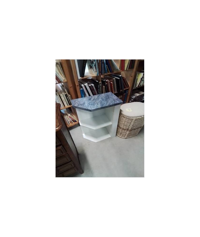 ÉTAGÈRE BOIS BLANC DESSUS BOIS BLEU 2 NICHES 