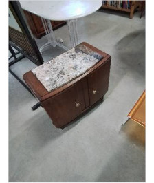 CHEVET BOIS 2 PORTES  DESSUS MARBRE VEINÉ ANNÉES 40