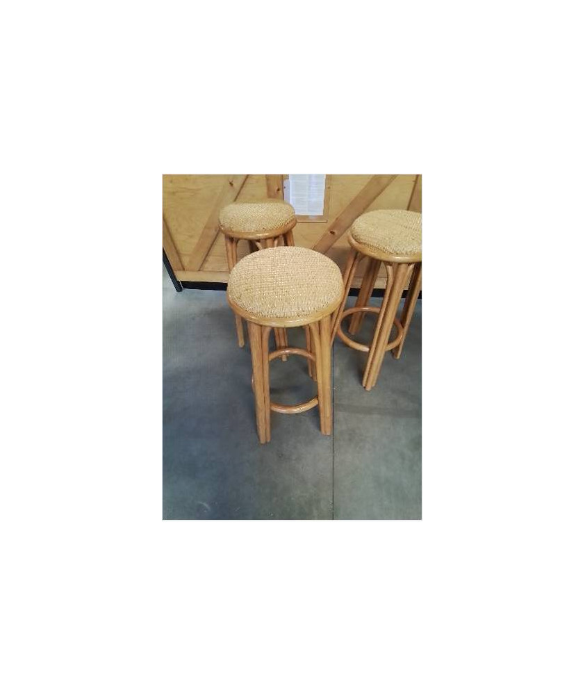 3 TABOURETS DE BAR ROTIN ASSISE VANNERIE 