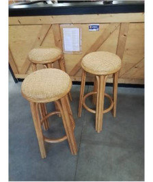3 TABOURETS DE BAR ROTIN ASSISE VANNERIE 